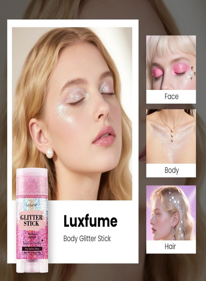 Luxfume Hair Glitter, Pink Glitter Stick for Hair and Body, Hair & Body Sparkle On-The-Go | Singer Concert Music Rave Festival-Ready Shimmer - Image 5